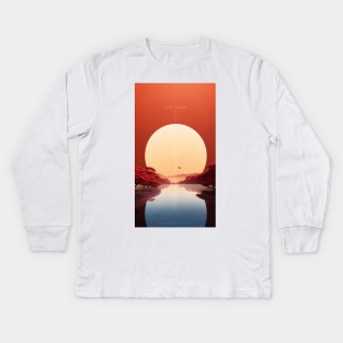 an abstract print of a sunset in space Kids Long Sleeve T-Shirt